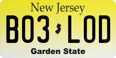 NJ license plate B03LOD