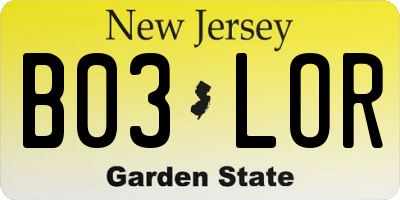 NJ license plate B03LOR