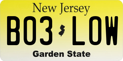 NJ license plate B03LOW