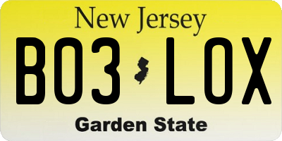 NJ license plate B03LOX