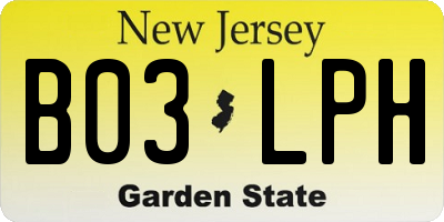 NJ license plate B03LPH