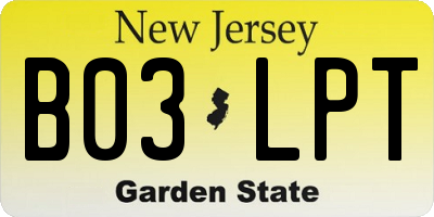 NJ license plate B03LPT