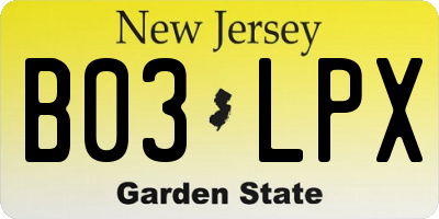 NJ license plate B03LPX
