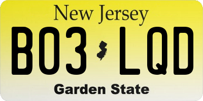NJ license plate B03LQD