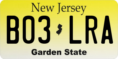 NJ license plate B03LRA