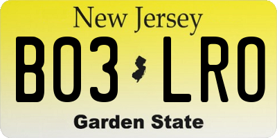 NJ license plate B03LRO