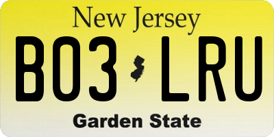 NJ license plate B03LRU