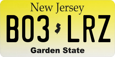 NJ license plate B03LRZ
