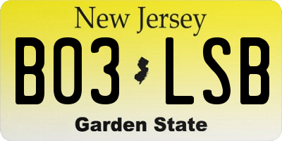 NJ license plate B03LSB