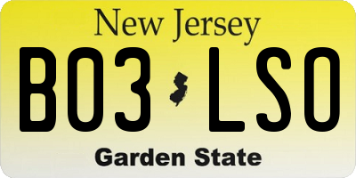 NJ license plate B03LSO