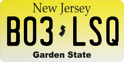 NJ license plate B03LSQ