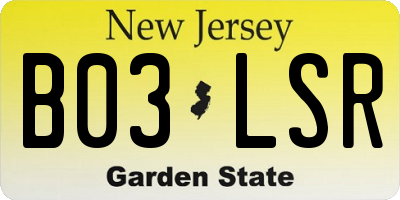 NJ license plate B03LSR