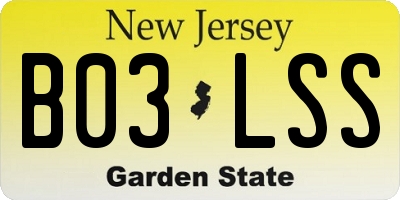 NJ license plate B03LSS