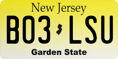 NJ license plate B03LSU