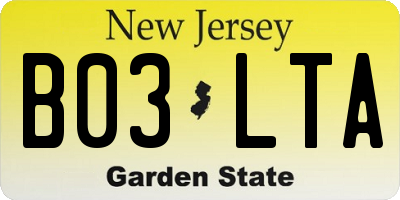 NJ license plate B03LTA