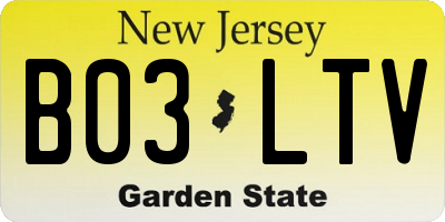 NJ license plate B03LTV