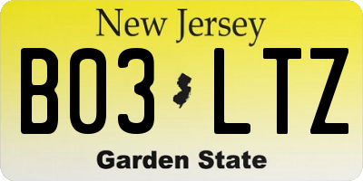NJ license plate B03LTZ