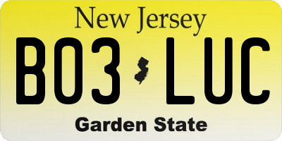 NJ license plate B03LUC