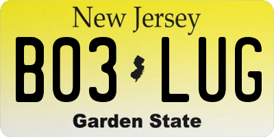 NJ license plate B03LUG