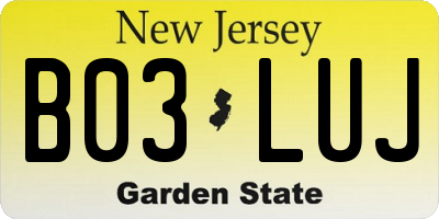 NJ license plate B03LUJ