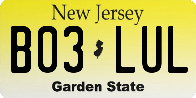 NJ license plate B03LUL