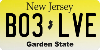 NJ license plate B03LVE