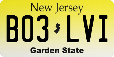 NJ license plate B03LVI
