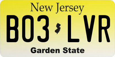 NJ license plate B03LVR