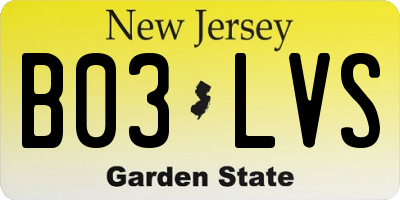 NJ license plate B03LVS