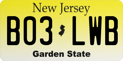 NJ license plate B03LWB