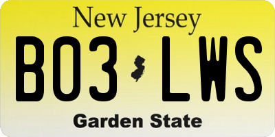 NJ license plate B03LWS