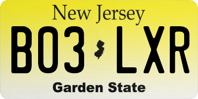 NJ license plate B03LXR