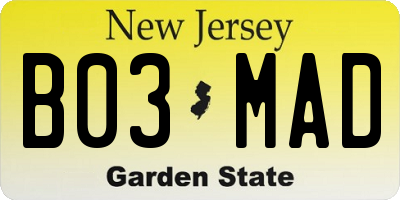 NJ license plate B03MAD