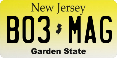 NJ license plate B03MAG
