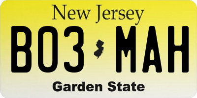 NJ license plate B03MAH