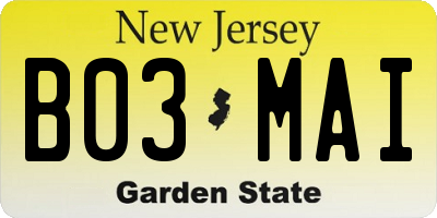 NJ license plate B03MAI