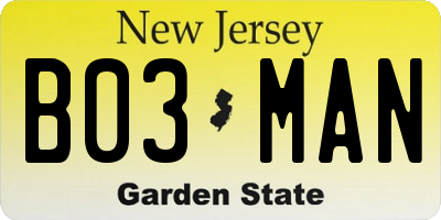 NJ license plate B03MAN