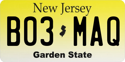 NJ license plate B03MAQ