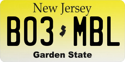 NJ license plate B03MBL