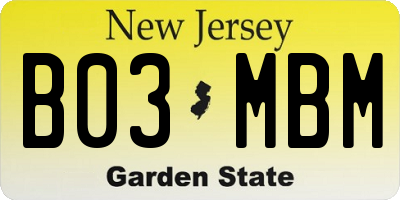 NJ license plate B03MBM