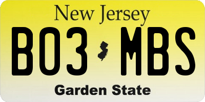 NJ license plate B03MBS