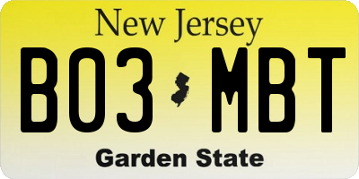 NJ license plate B03MBT