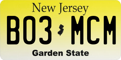 NJ license plate B03MCM