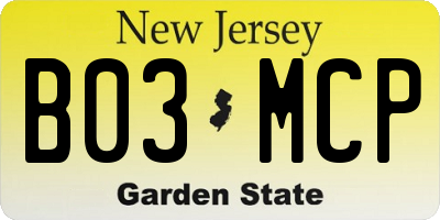 NJ license plate B03MCP