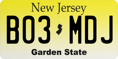 NJ license plate B03MDJ