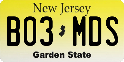 NJ license plate B03MDS