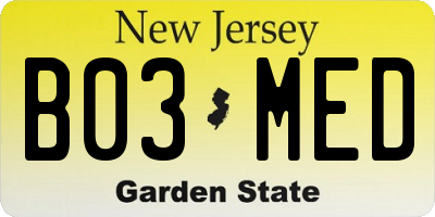 NJ license plate B03MED