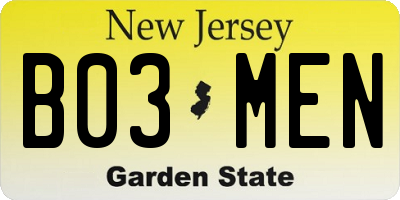 NJ license plate B03MEN