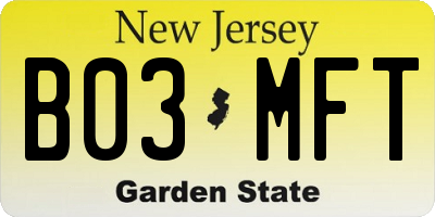 NJ license plate B03MFT