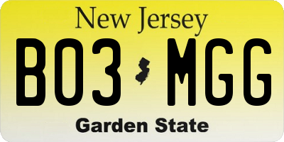 NJ license plate B03MGG